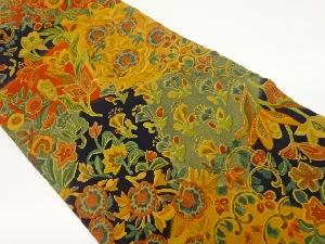 縮緬地花々模様名古屋帯